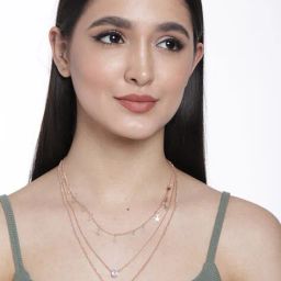 kord store Set of 2 Rose Gold-Plated Layered Chain Pendants image 3