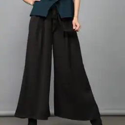 Shein Work Solid Pattern Black Colour High-Rise Full-Length Palazzo-image-17