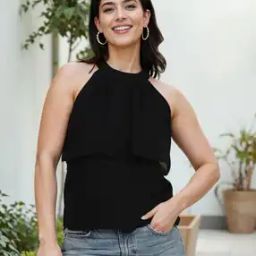 Shein Casual Halter Neck Sleeveless Stylised Top-image-27