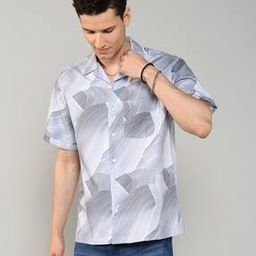 Shein Casual Cuban Collar Short Sleeve Abstract Print Shirt-image-24