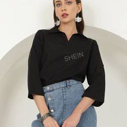 Shein Casual Medium Length Roll-up Sleeves Top-image-18