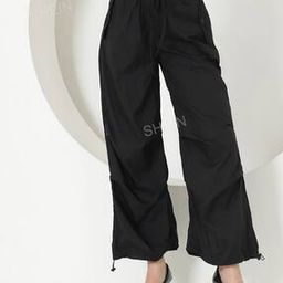 Shein Casual Pleated Detail Parachute Trackpant with Side Flap Pockets-image-39