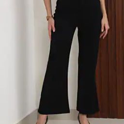 Shein Full Length Flared Fit Trousers-image-22
