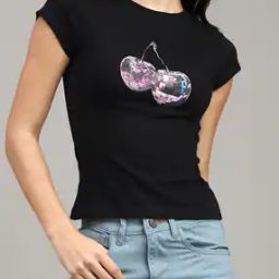 Shein Cap Sleeve Graphic Chest Print Fitted Short Crew Tshirt-image-34