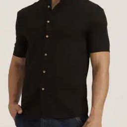 Shein Medium Length Mandarin Collar Short Sleeve Shirt-image-56