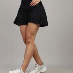 Shein Pleated Flared Mini Denim Shorts-image-28