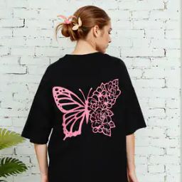 Shein Drop Shoulder Graphic Back Print Oversized Fit Tshirt-image-12