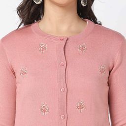 avaasa mix n' match Embroidered Button-Front Cardigan image 4