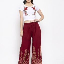 clora creation Floral Print Palazzos with Drawstring image 4