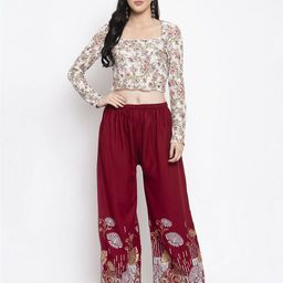 clora creation Floral Print Palazzos with Elasticated Drawstring Waist image 4