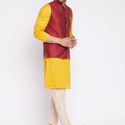 even Embroidered Nehru Jacket with Patch Pockets image 4