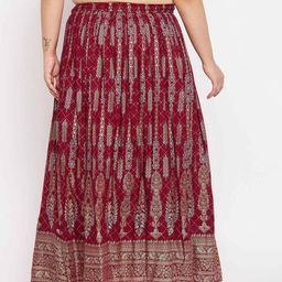 clora creation plus Printed Flared Skirt with Drawstring Waist image 4