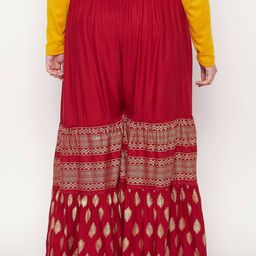 clora creation plus Geometric Print Flared Sharara with Drawstring Waist image 4