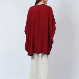 first resort – ramola bachchan Front-Open Cashmere Cape with Contrast Border image 4
