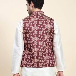 aany's culture Men Geometric Pattern Nehru Jacket with Welt Pockets image 4