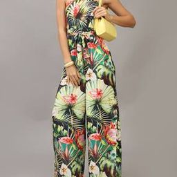 Shein Strapless Smocked Back Tropical Print Jumpsuit-image-50