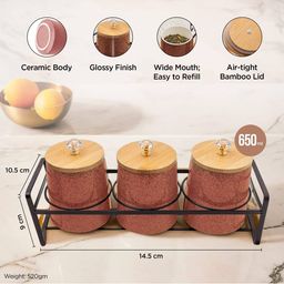 umai Set of 3 Ceramic Storage Jars with Lid & Tray image 4