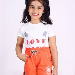 3pin Typographic Print Shorts with Drawstring image 4