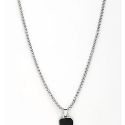 nvr Men Silver-Plated Chain with Stone-Studed Pendant image 4