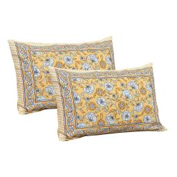 clothology 180 TC Block Print Cotton Double King-Size Bedsheet with Pillow Covers image 4