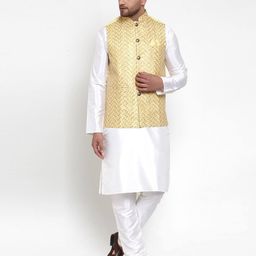 jompers Men Woven Nehru Jacket with Mandarin Collar image 4