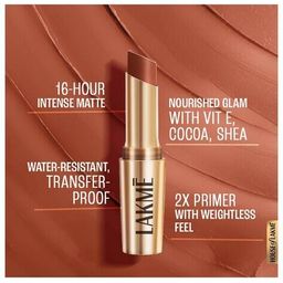 lakme 9 to 5 Powerplay Priming Matte Lipstick Lasts 16 Hrs -  Caramel Latte image 4