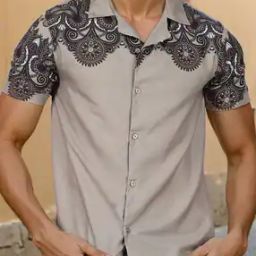 Shein Bohemian Cuban Collar Short Sleeve Geometric Print Shirt-image-59