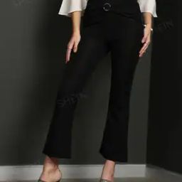Shein Casual Crinkle Bootcut High-Rise Pants-image-74