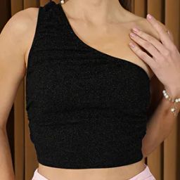 Shein Party Crop Length One Shoulder Sleeveless Fitted Top-image-2