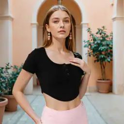 Shein Crop Length Scoop Neck Short Sleeve Fitted Top-image-42