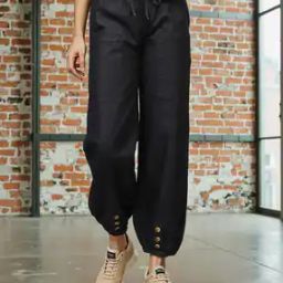 Shein Ankle Length Button Detail Baggy Fit Jogger Jeans-image-97
