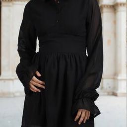 Shein Flounce Sleeve Button Front Mini Shirt Dress-image-36