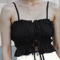 Shein Spaghetti Strap Ruched Front Tie-Up Fitted Crop Top-image-9
