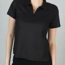 Shein Short Sleeve Zip Closure Vented Hem Polo Tshirt-image-77