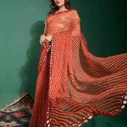 saree mall Leheriya Print Saree with Embellished Border image 5