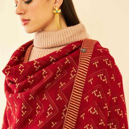 soch Chevron Pattern Shawl with Frayed Hem image 5