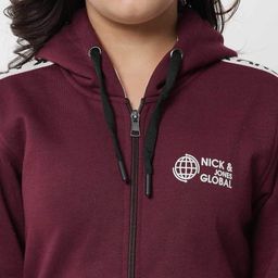 nick & jones Zip-Front Hoodie with Contrast Taping image 5