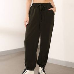 Shein Ankle Length High Rise Relaxed Fit Joggers with Pockets-image-11