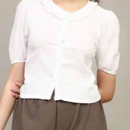 Shein Textured Puff Sleeve Top with Peter Pan Collar-picture-39