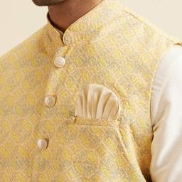 manyavar Men Embroidered Nehru Jacket with Button-Closure image 5