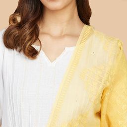 fabindia Embroidered Dupatta with Tassels image 5