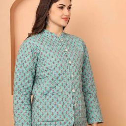 jabama Women Floral Print Jacket with Loop-Button Front image 5