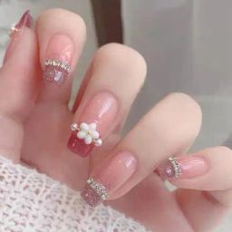 pink truck Set Of 24 Artificial Reusable Nails in Dusted Rose Stone Design image 5