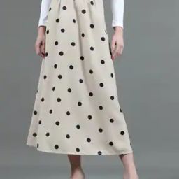 Shein Vintage High Waist Polka-Dot Print Maxi A-Line Skirt-image-7