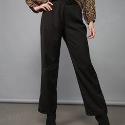 Shein Casual Single-Pleat High-Rise Pants-image-75