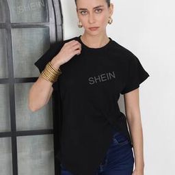 Shein Casual Extended Sleeve Asymmetric Hem Top with Twisted Side Detail-image-92