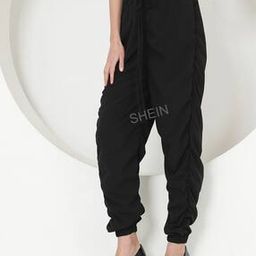 Shein Casual Ankle Length High Rise Waist Ruched Track Pant-image-79
