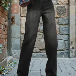 Shein Extra Long Panelled Straight Fit Jeans With Pockets-image-51