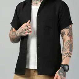 Shein Spread Collar Short Sleeve Shirt With Chest Pocket-image-85