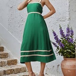 Shein Strappy Sleeve Scalloped Trim Midi A-Line Dress-image-36